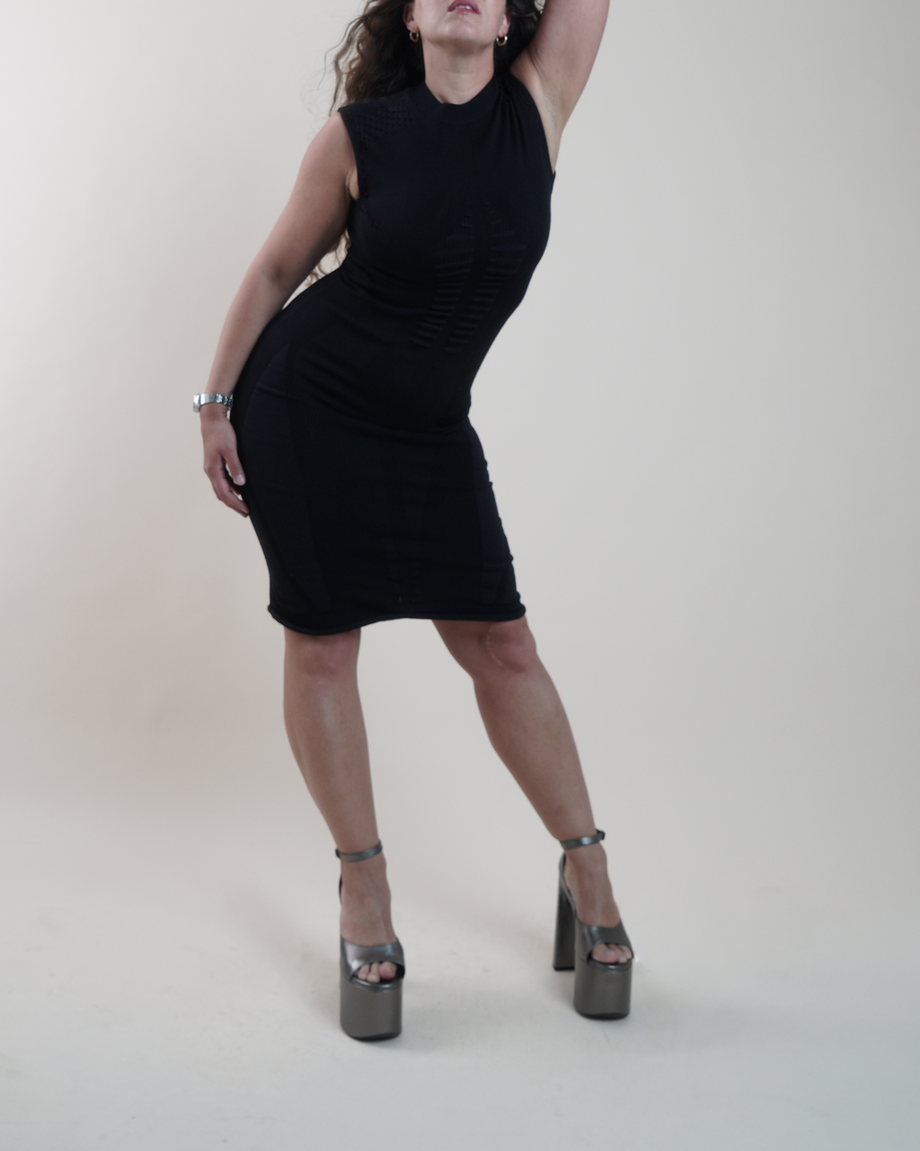 Louis Vuitton Black Bodycon Engineered Technical Knit Dress