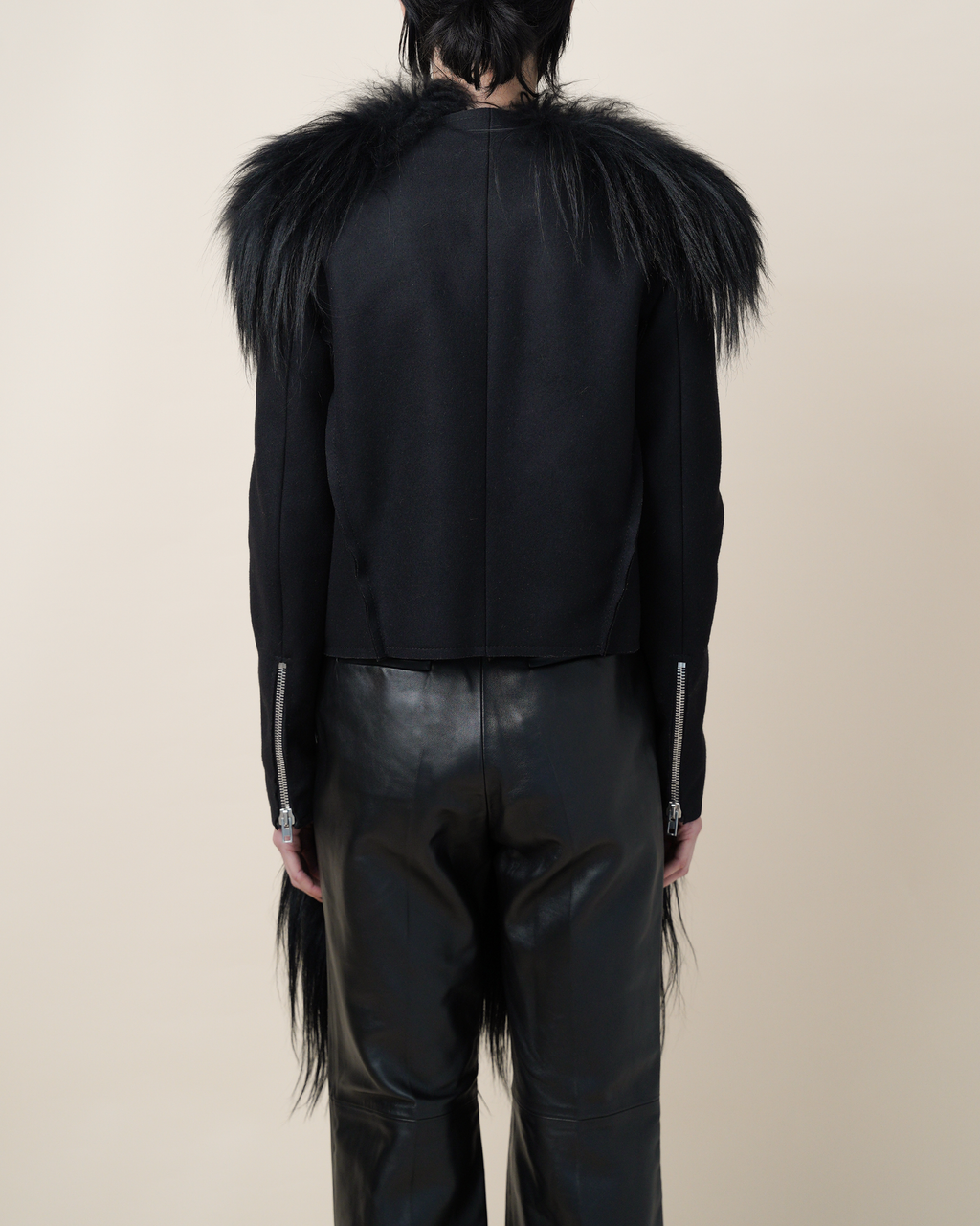Maison Martin Margiela Line 1 Faux Fur Hybrid Cape Jacket.