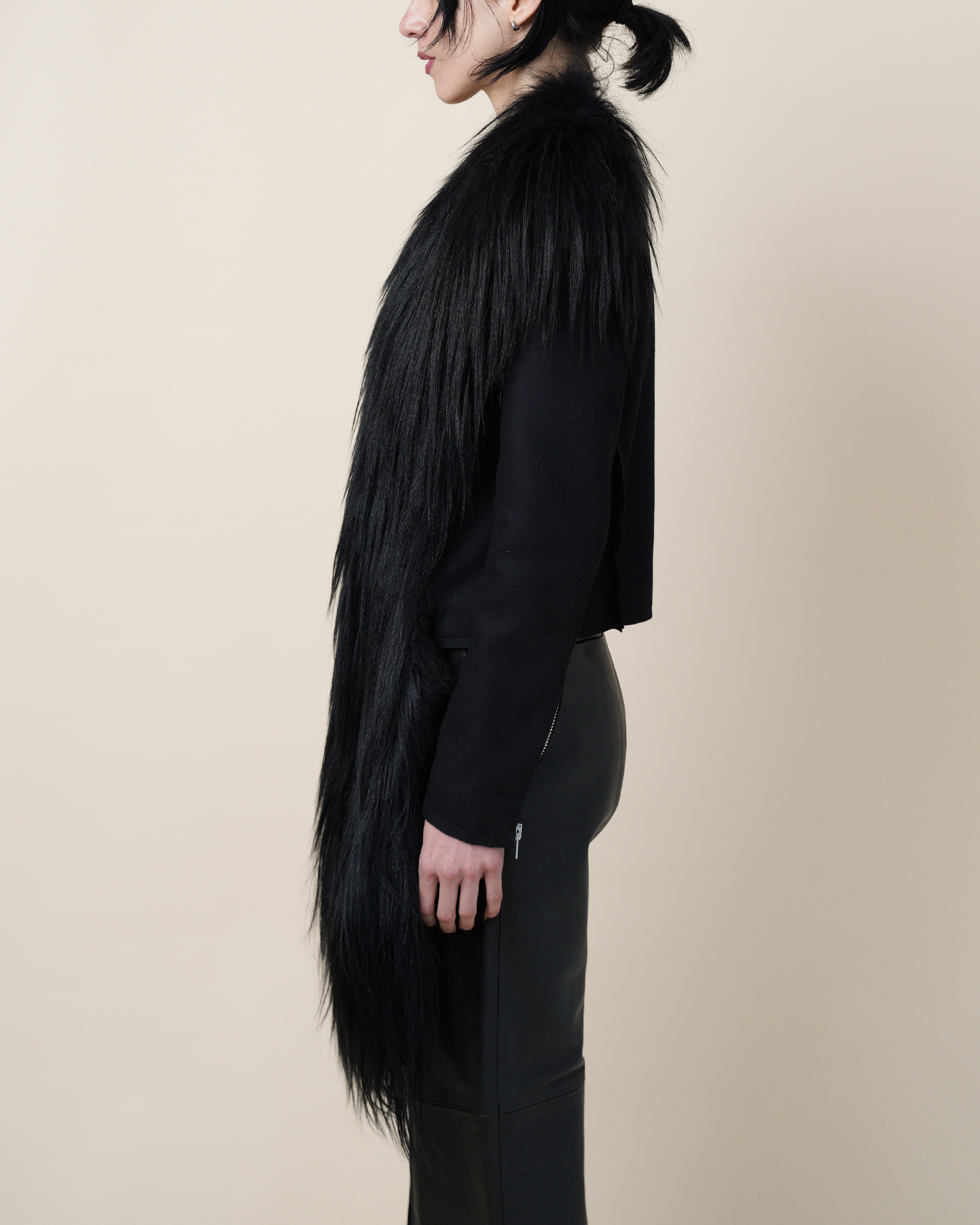 Maison Martin Margiela Line 1 Faux Fur Hybrid Cape Jacket.