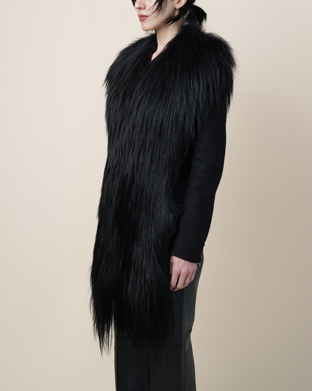 Maison Martin Margiela Line 1 Faux Fur Hybrid Cape Jacket.