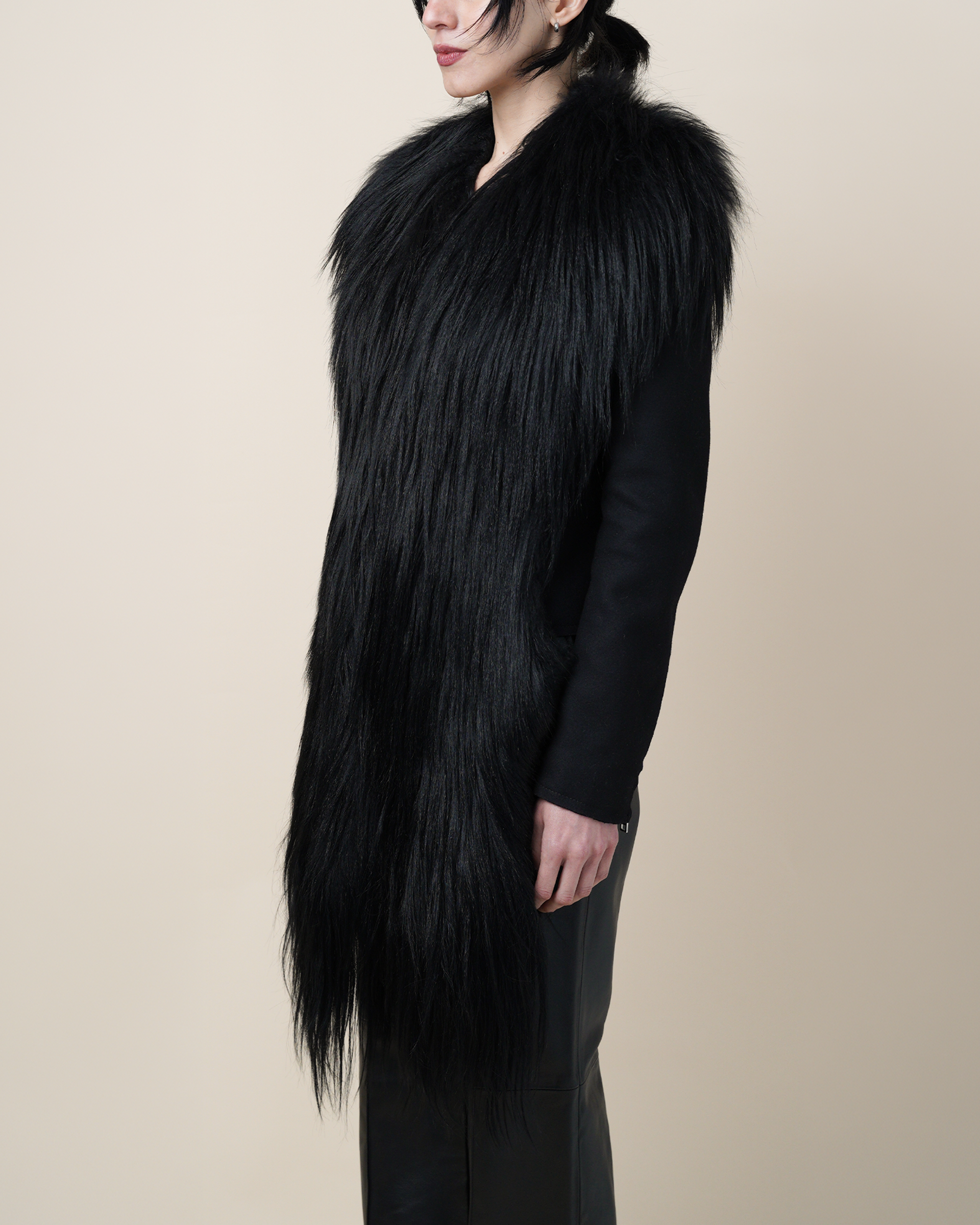 Maison Martin Margiela Line 1 Faux Fur Hybrid Cape Jacket.
