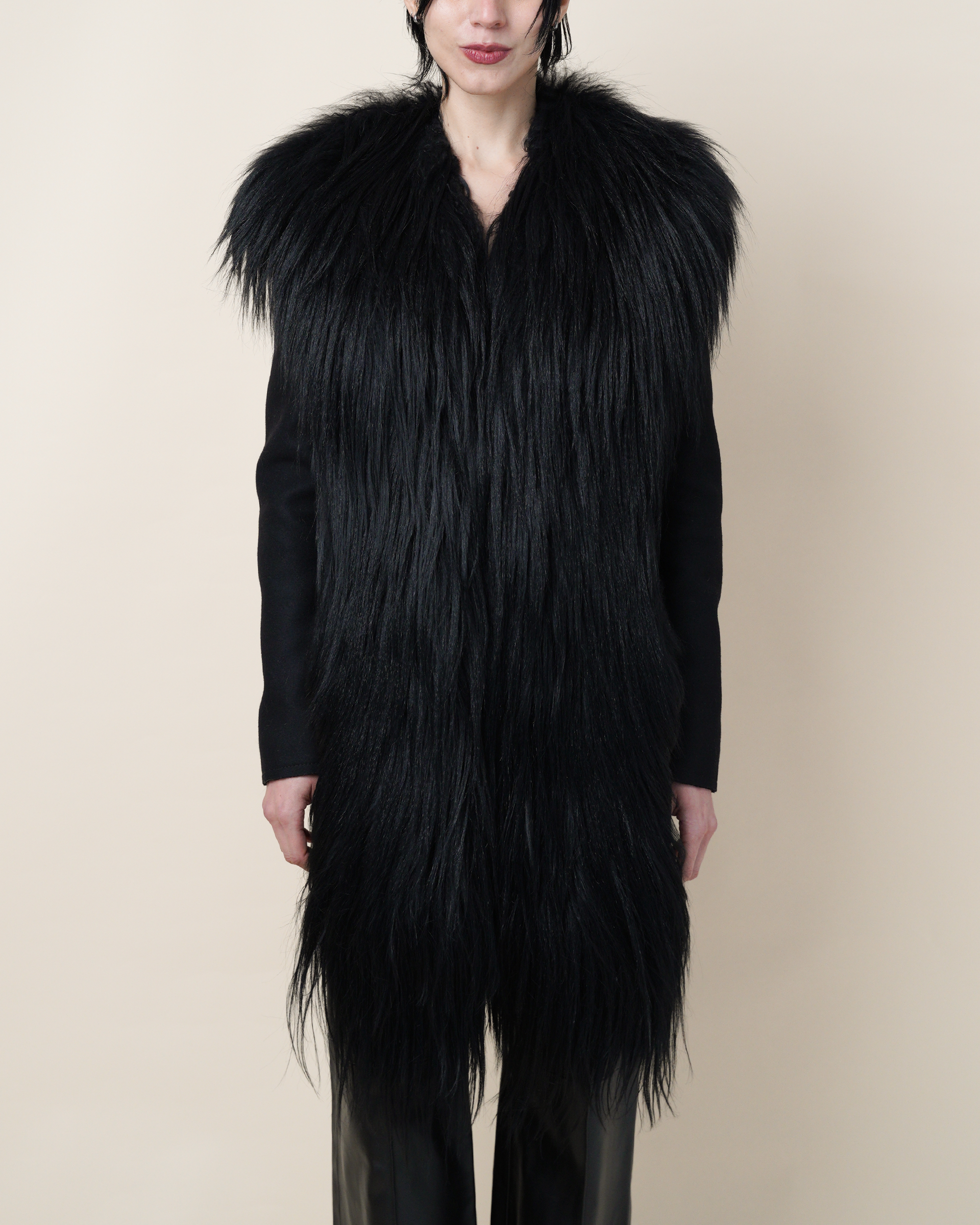 Maison Martin Margiela Line 1 Faux Fur Hybrid Cape Jacket.