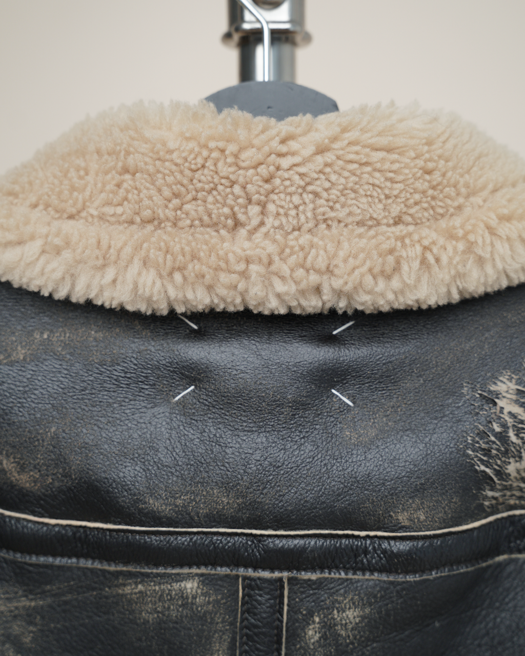 Maison Margiela Line 4 Distressed Shearling Cape