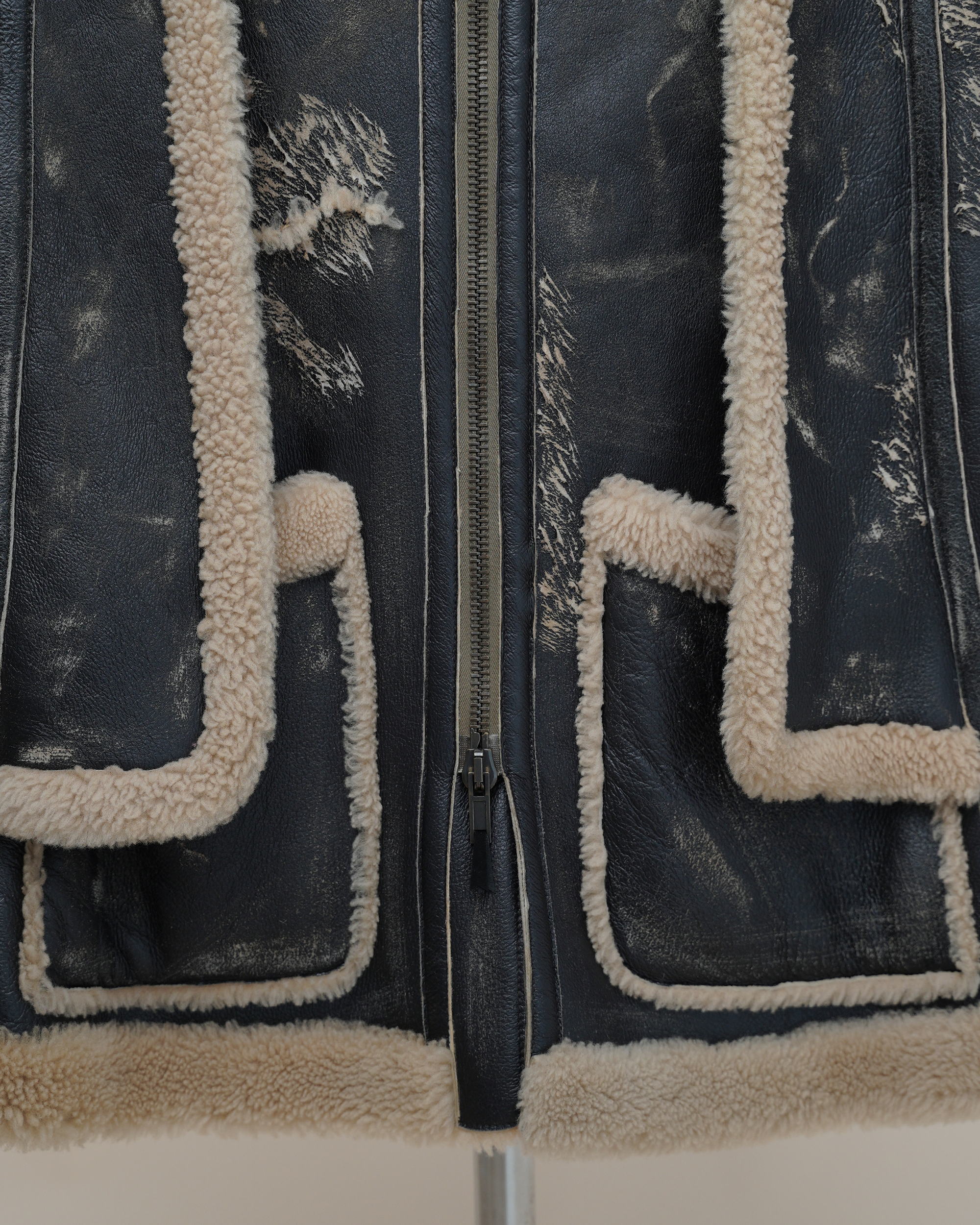 Maison Margiela Line 4 Distressed Shearling Cape
