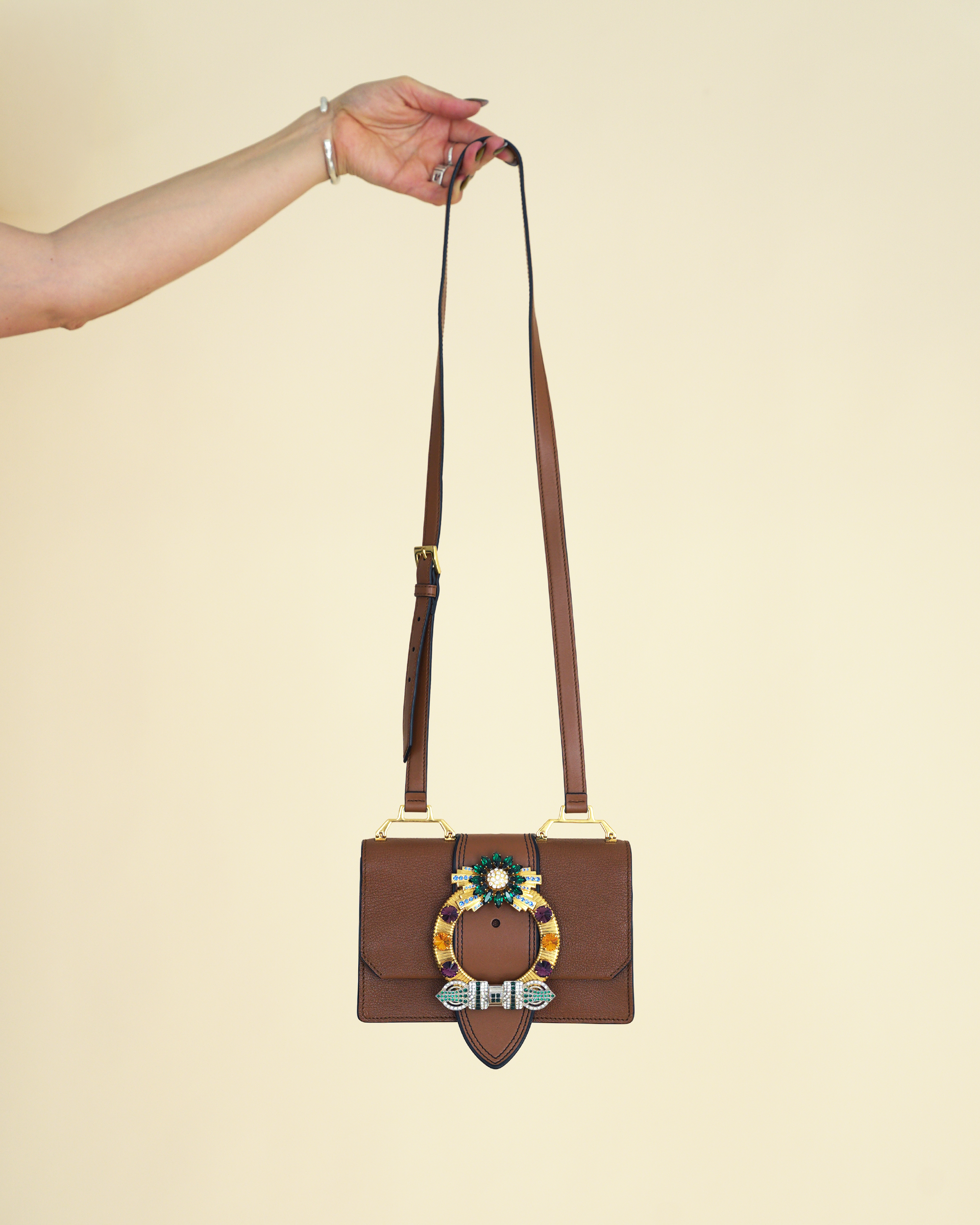 Miu Miu Cognac Brown "Miu Lady" Crossbody Bag