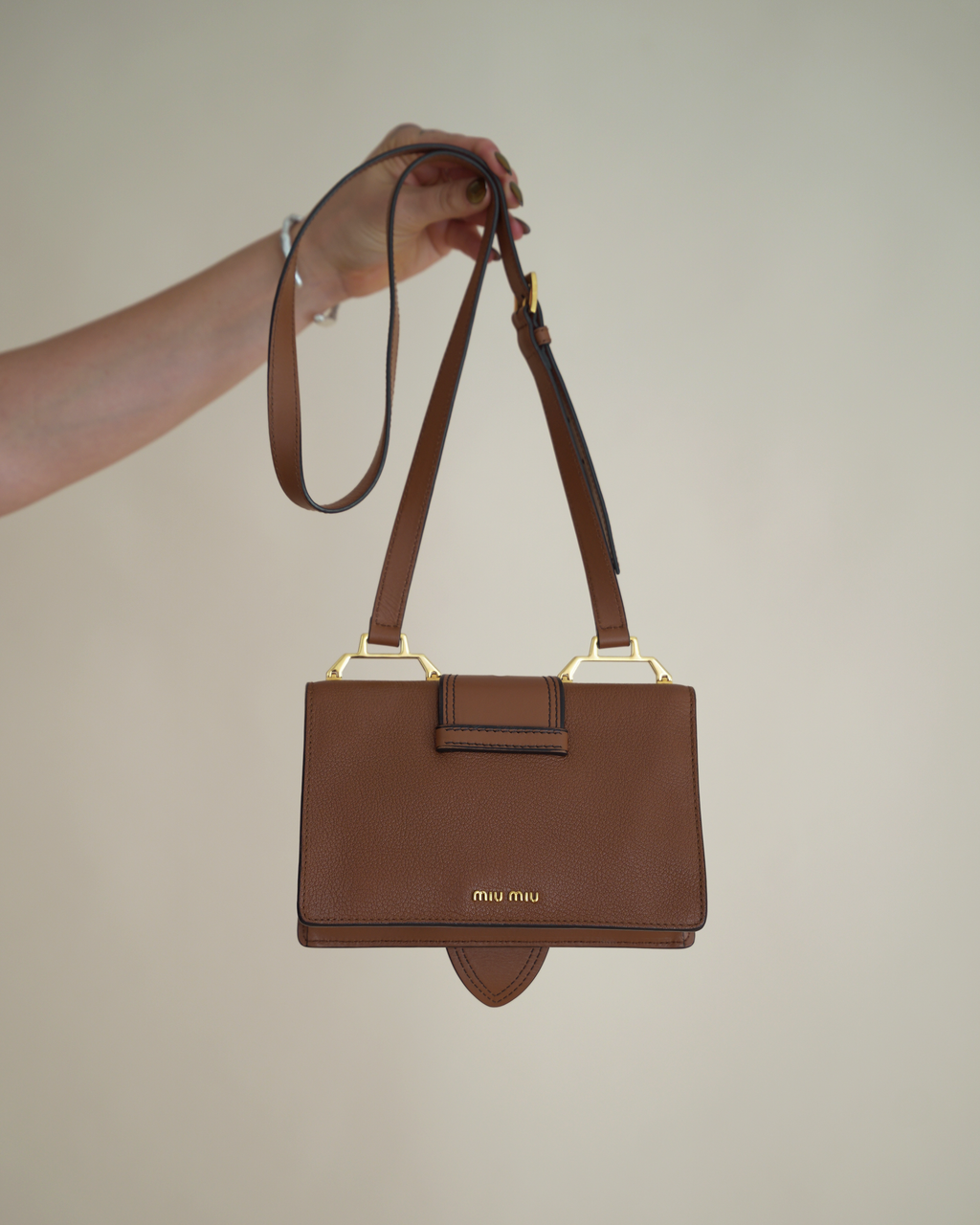 Miu Miu Cognac Brown "Miu Lady" Crossbody Bag