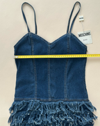Moschino Jeans Tiered Fringe Denim Mini Dress