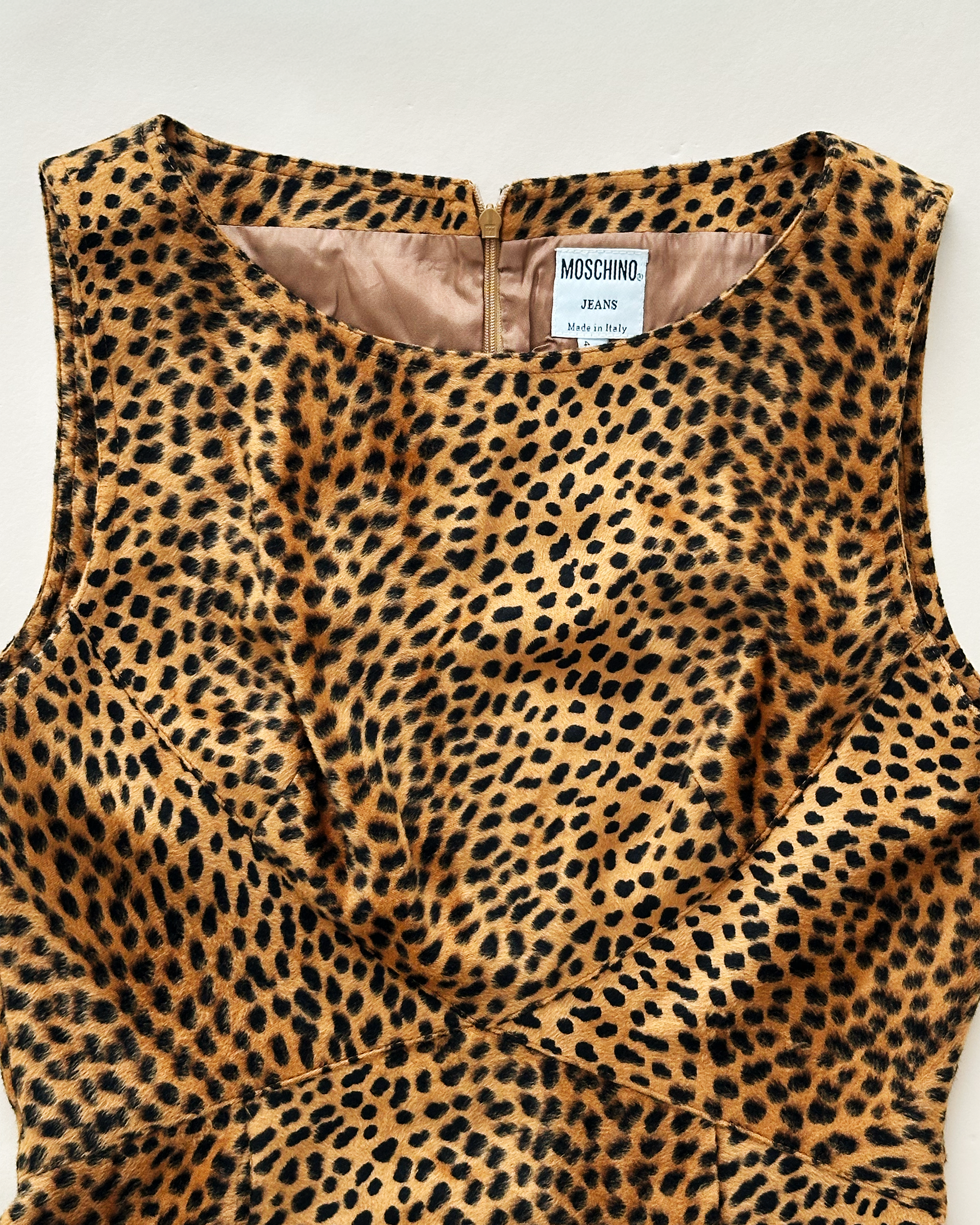 Moschino Jeans Faux Fur Cheetah Print Sheath Dress