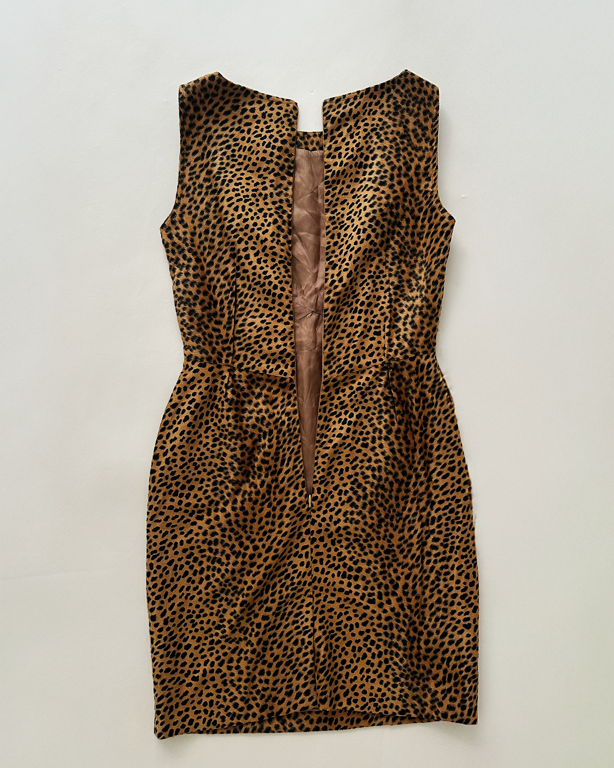 Moschino Jeans Faux Fur Cheetah Print Sheath Dress