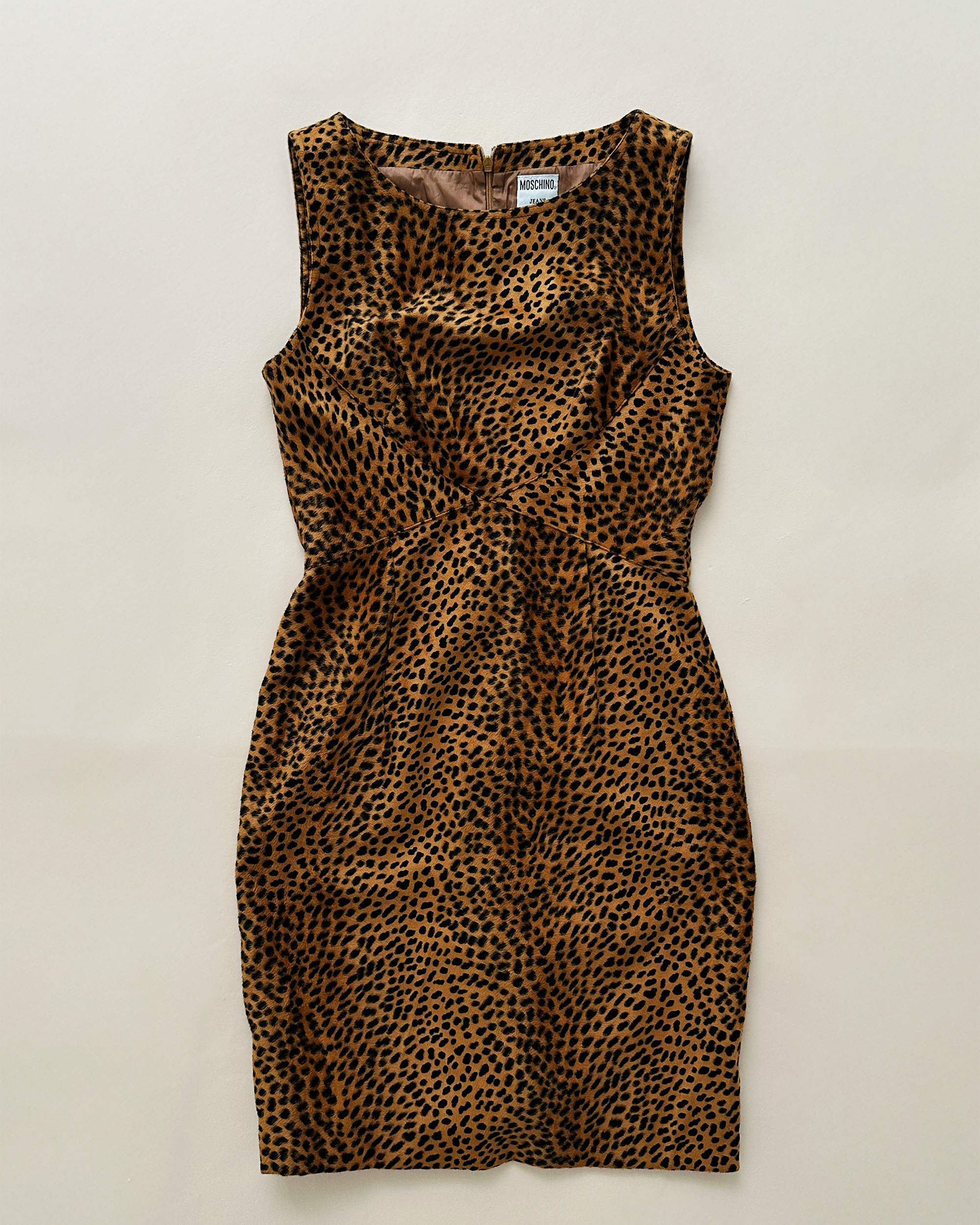 Moschino Jeans Faux Fur Cheetah Print Sheath Dress