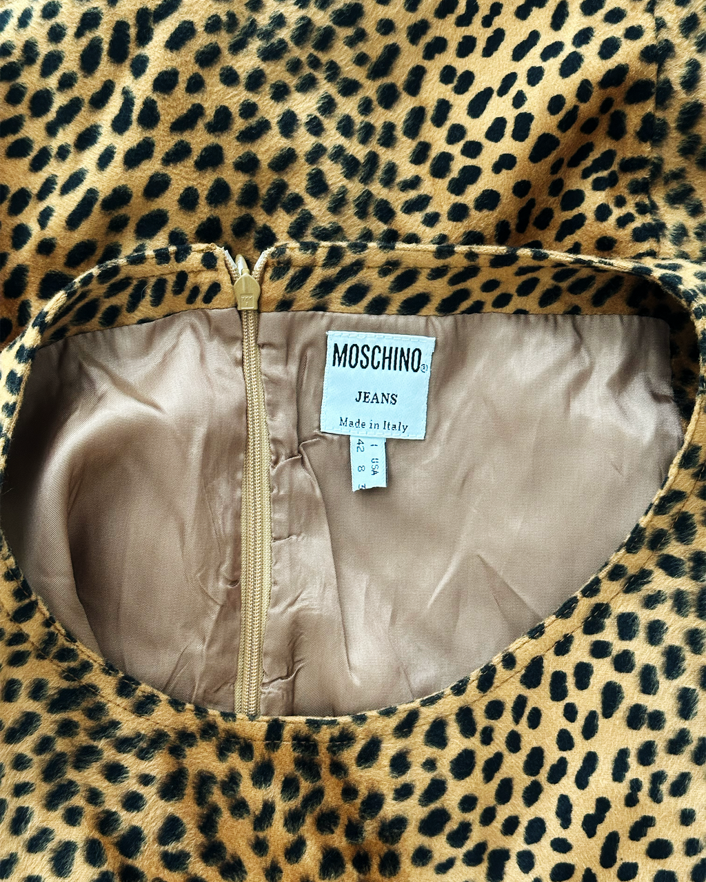 Moschino Jeans Faux Fur Cheetah Print Sheath Dress