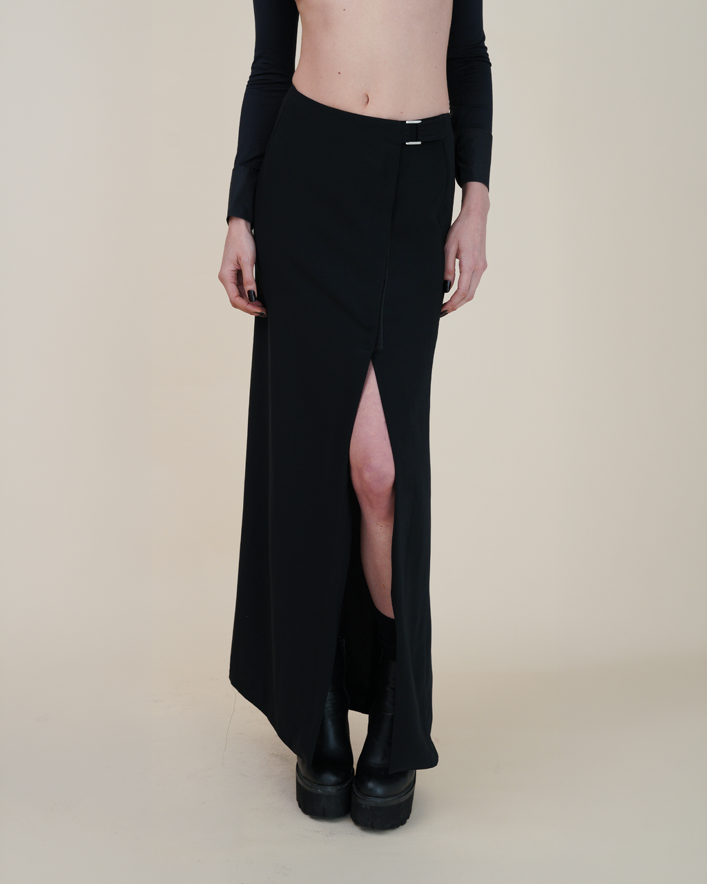 Thierry Mugler Technical Wrap Maxi Skirt.