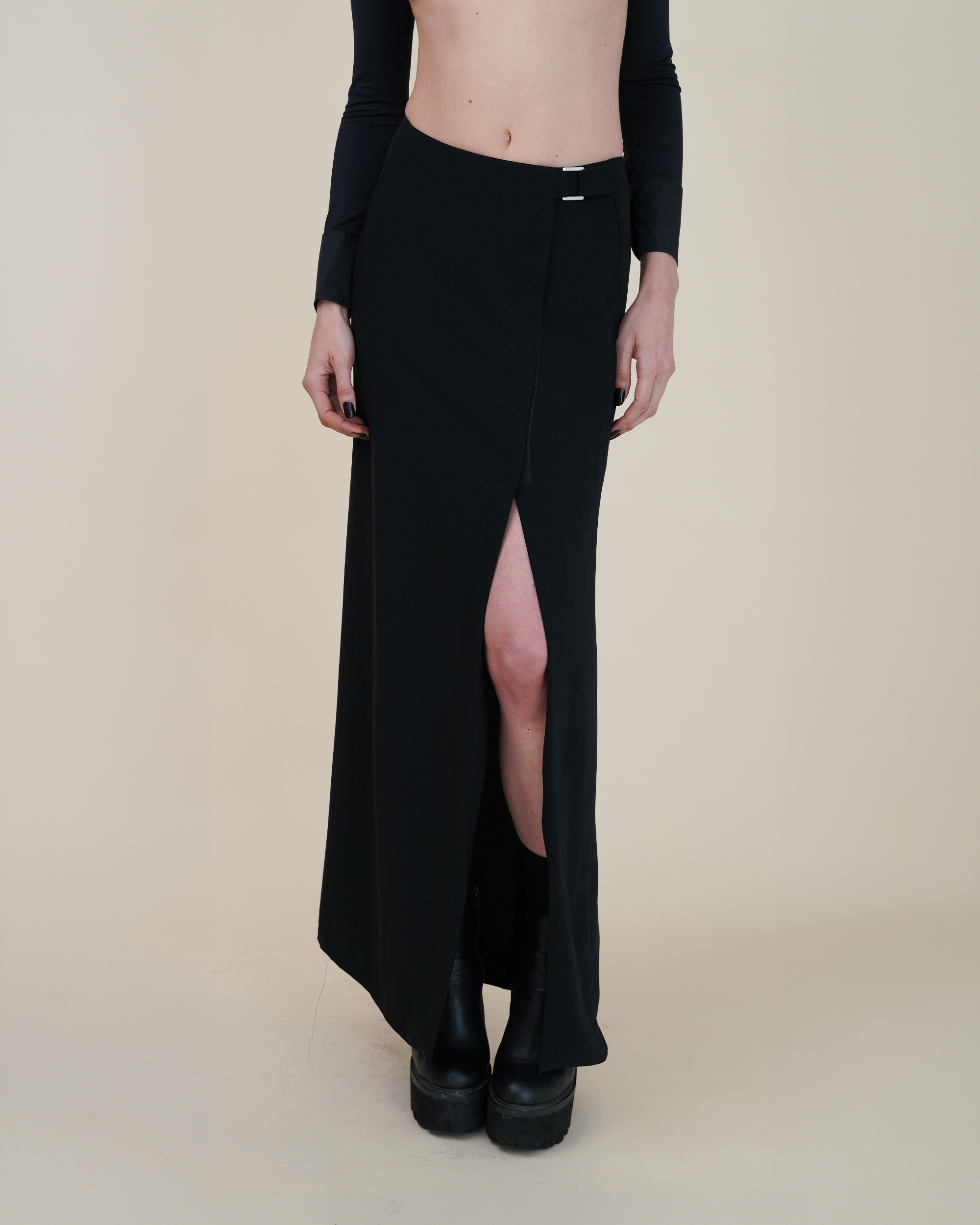Thierry Mugler Technical Wrap Maxi Skirt.