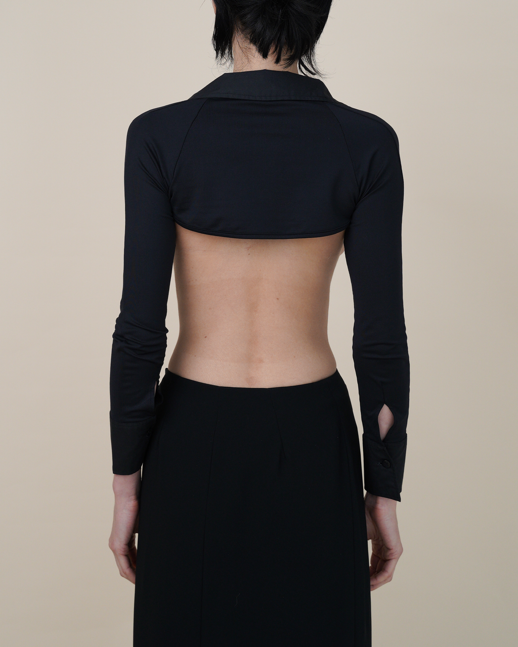 Thierry Mugler Poplin-Trimmed Lycra Bolero Shrug