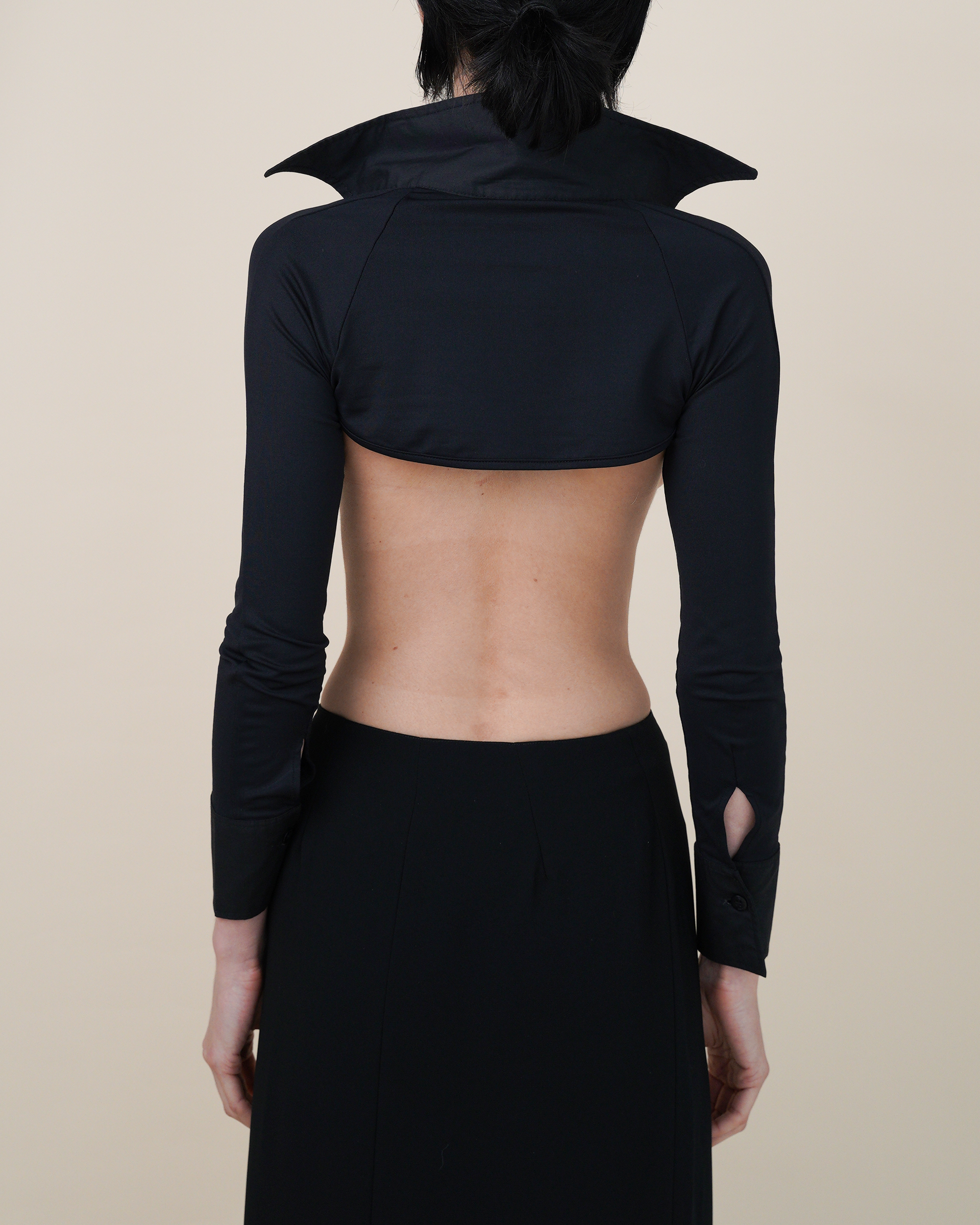 Thierry Mugler Poplin-Trimmed Lycra Bolero Shrug
