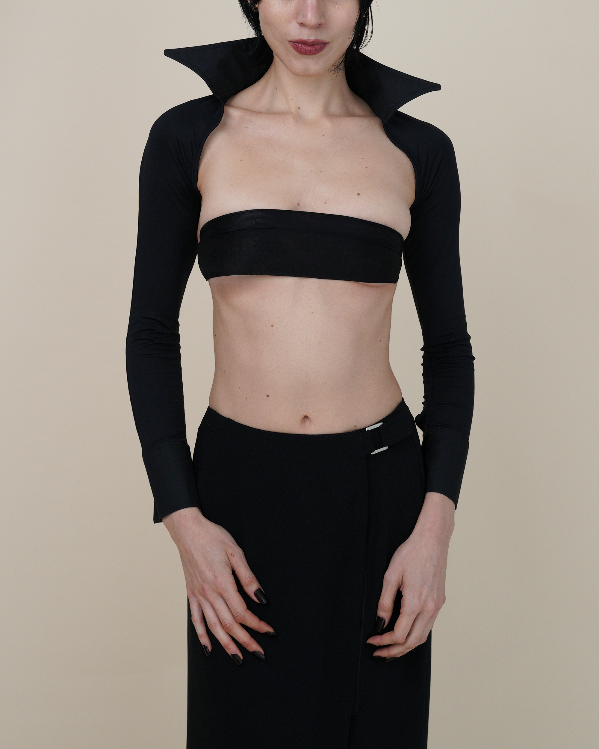 Thierry Mugler Poplin-Trimmed Lycra Bolero Shrug