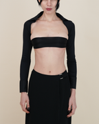 Thierry Mugler Poplin-Trimmed Lycra Bolero Shrug