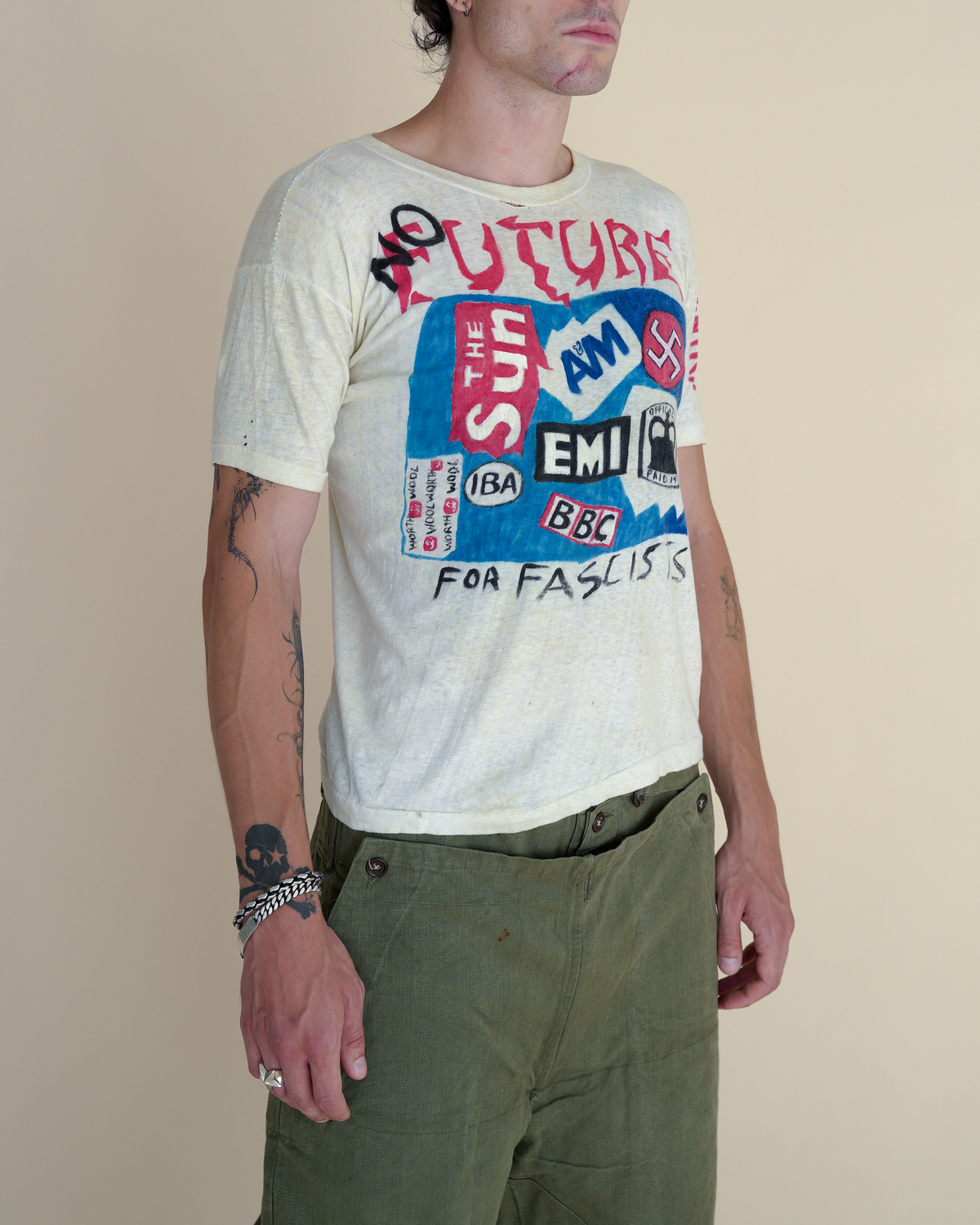 1977 Hand-Painted Sex Pistols / Anti-Fascist Fan T-Shirt