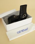 Off-White black leather “Crescent” ankle boots