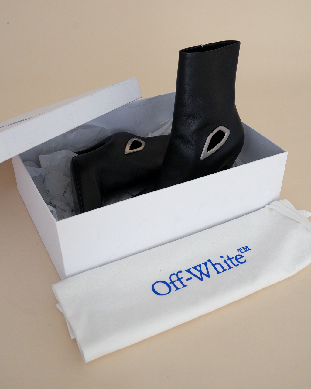 Off-White “Crescent” Cut-Out Ankle Boots