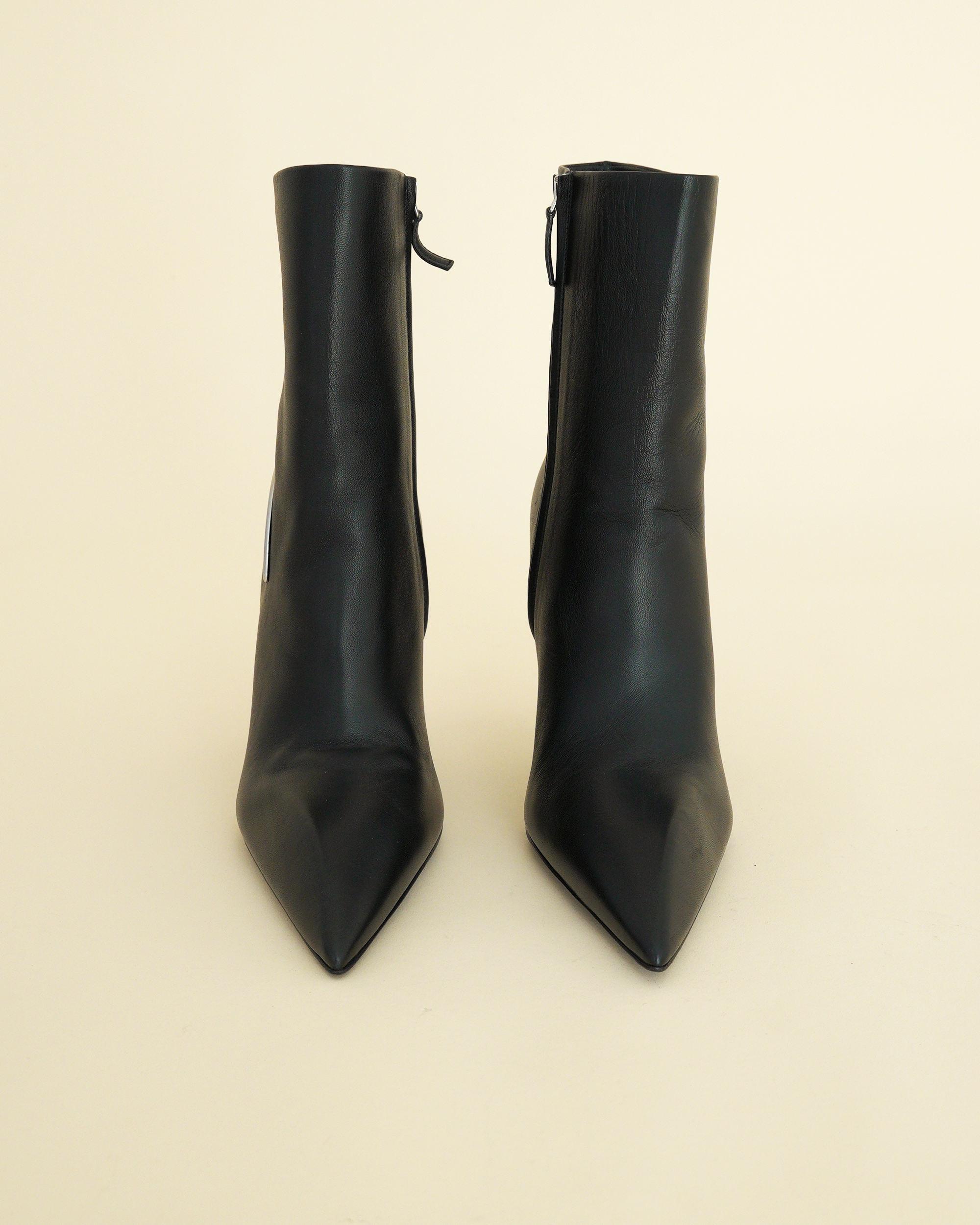 Off-White black leather “Crescent” ankle boots