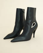 Off-White black leather “Crescent” ankle boots