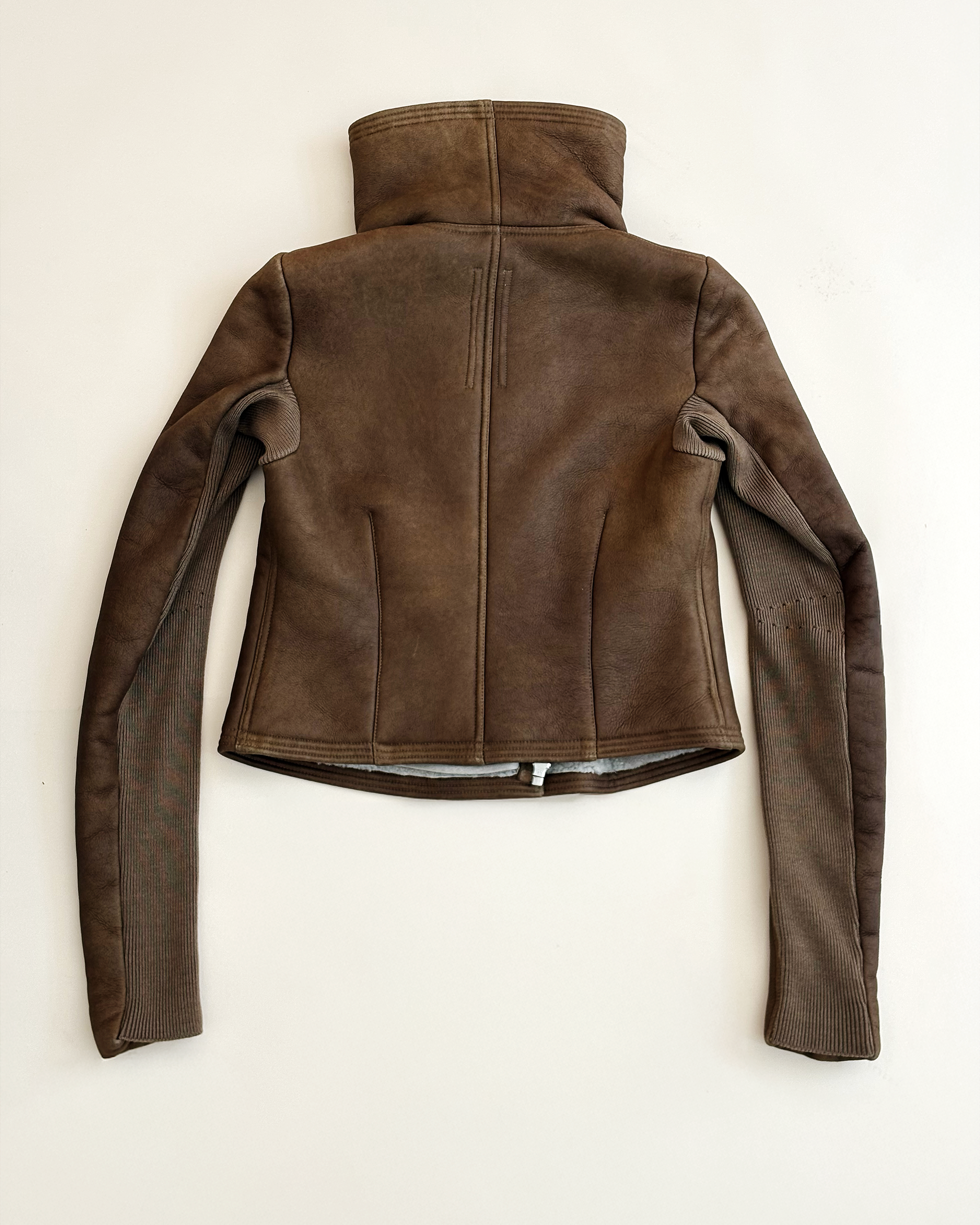 Rick Owens Olmar & Mirta Shearling Cropped Biker Jacket