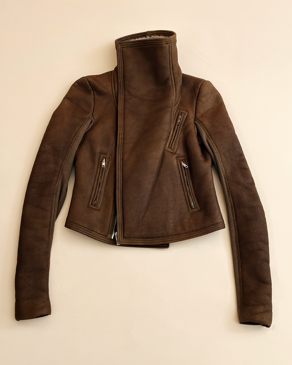 Rick Owens Olmar & Mirta Shearling Cropped Biker Jacket