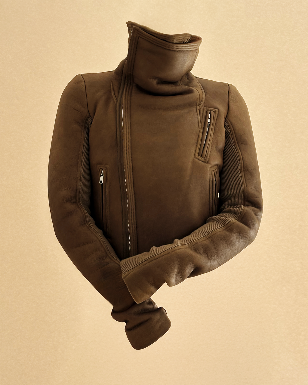 Rick Owens Olmar & Mirta Shearling Cropped Biker Jacket