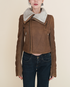 Rick Owens Olmar & Mirta Shearling Cropped Biker Jacket