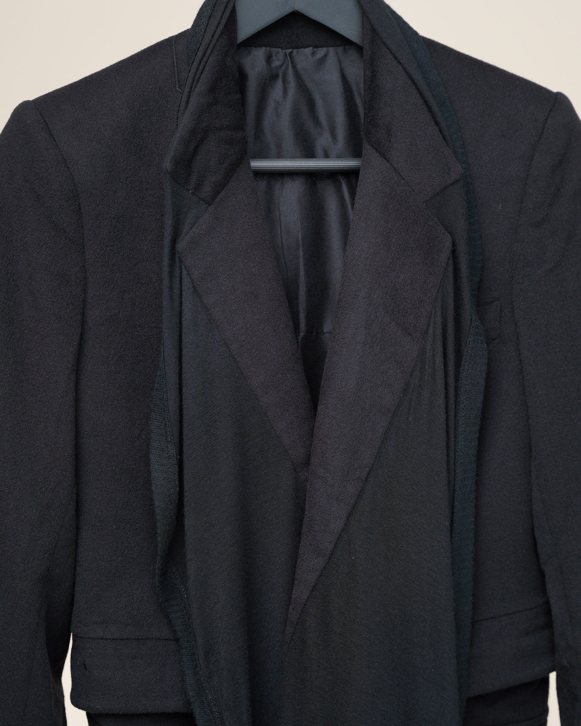 Rick Owens Draped Jersey-Inlay Wool Blazer.