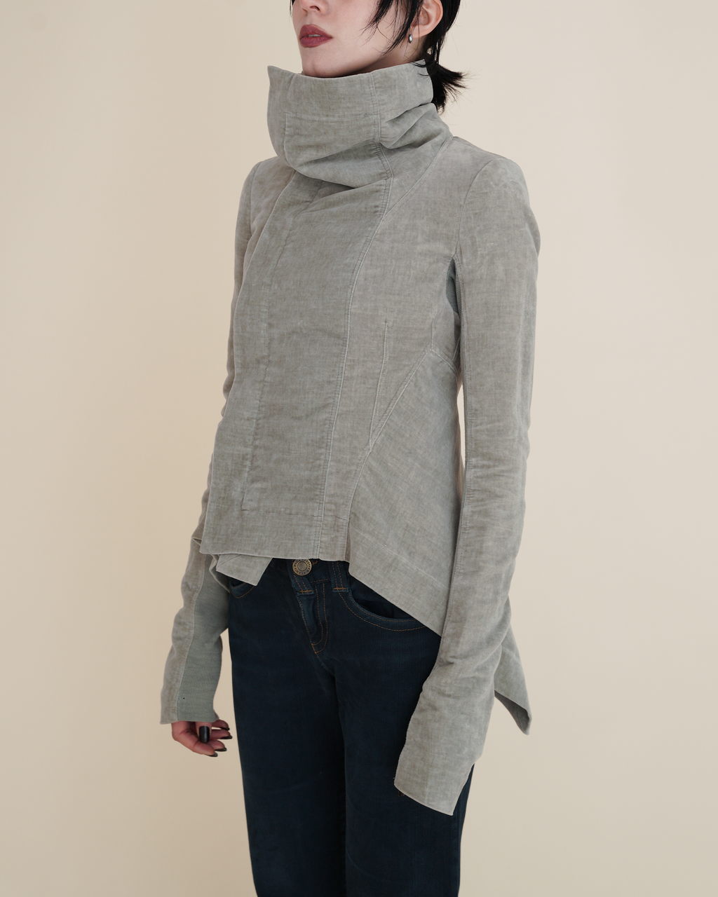 Rick Owens “Mastodon” Asymmetric Funnel-Neck Jacket