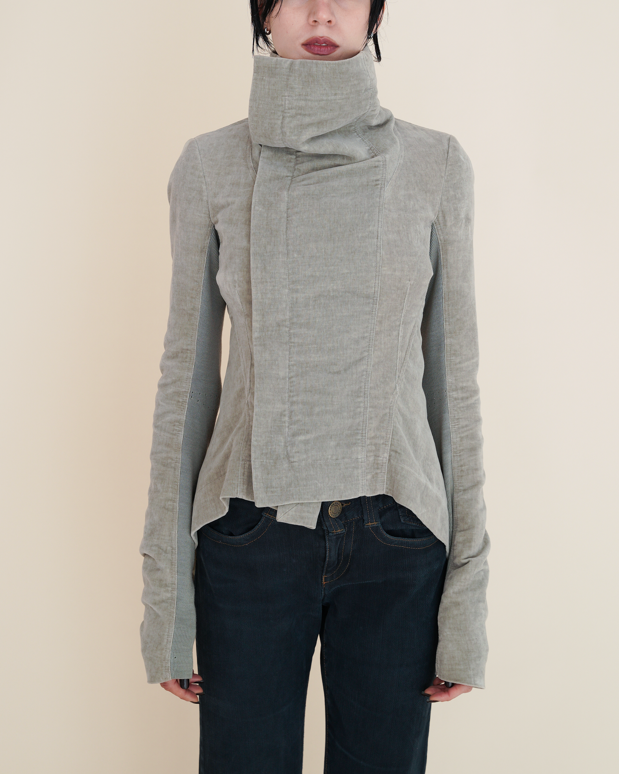 Rick Owens “Mastodon” Asymmetric Funnel-Neck Jacket