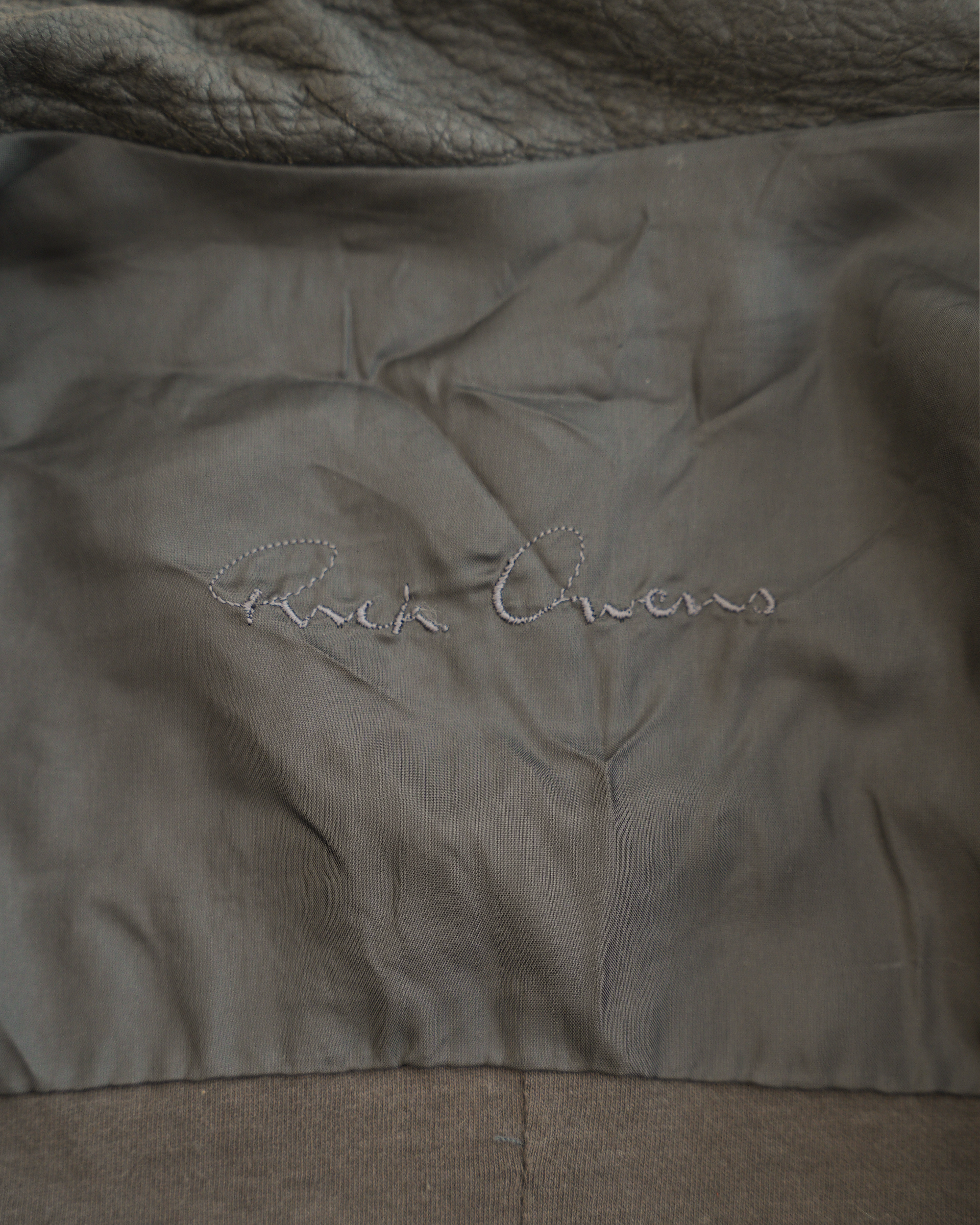 Rick Owens “STAG” Blistered Lamb-Leather Bomber Jacket.