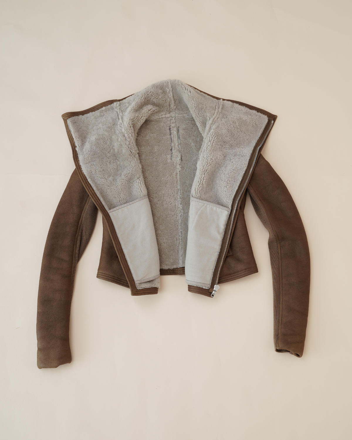 Rick Owens Olmar & Mirta Shearling Cropped Biker Jacket