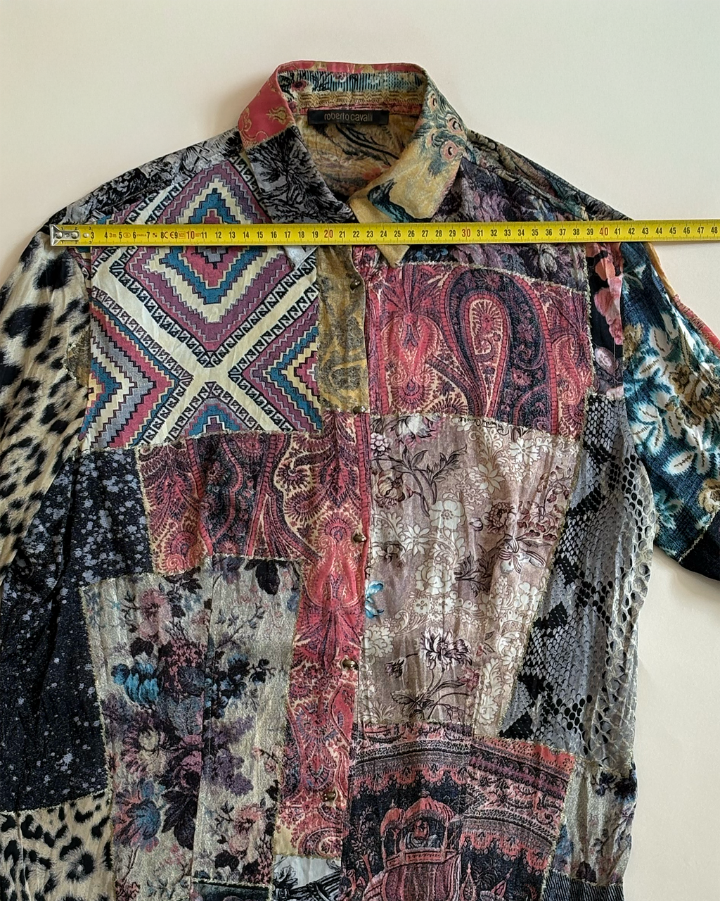 Roberto Cavalli "Patchwork" print silk blouse