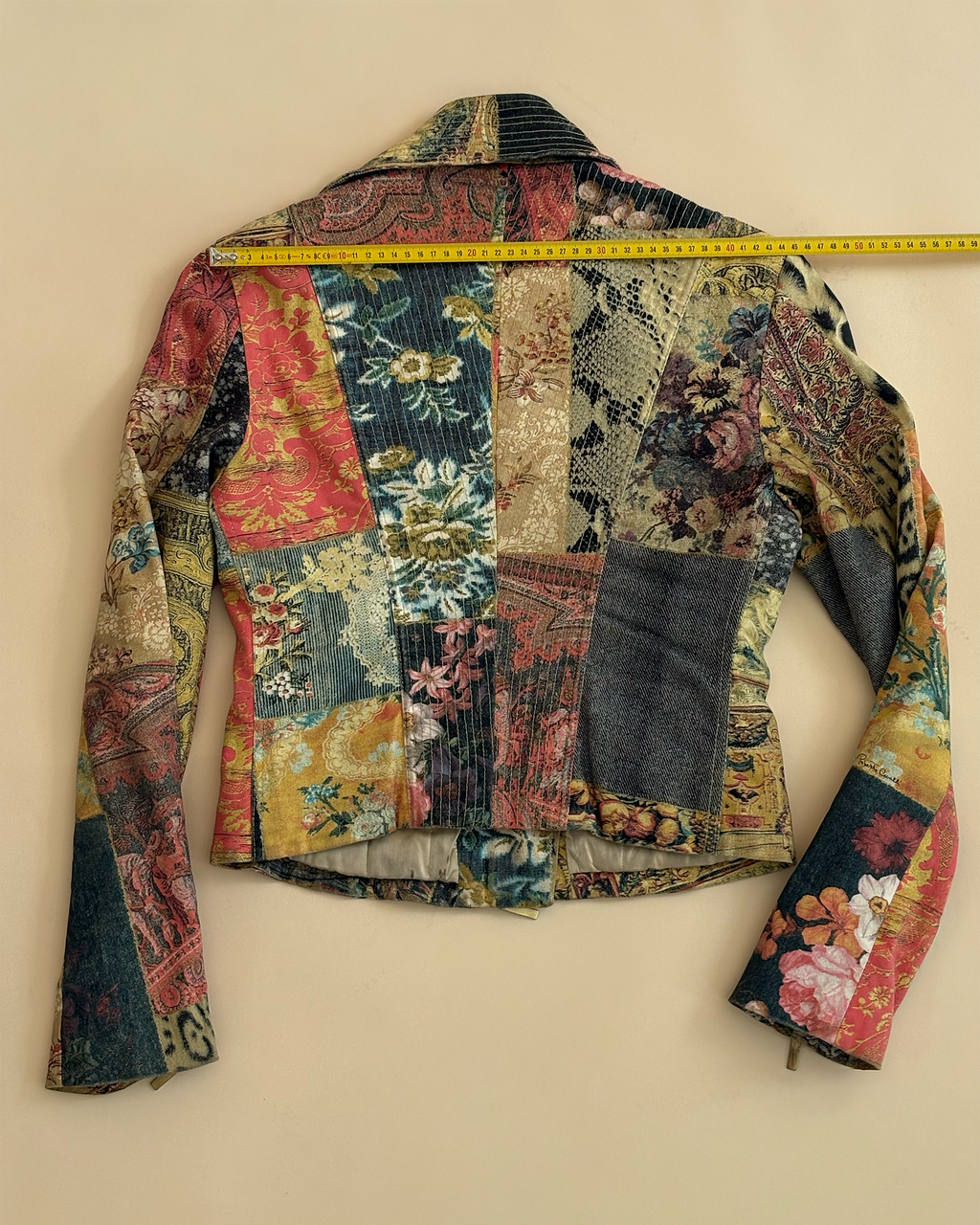 Roberto Cavalli "Patchwork" print biker jacket