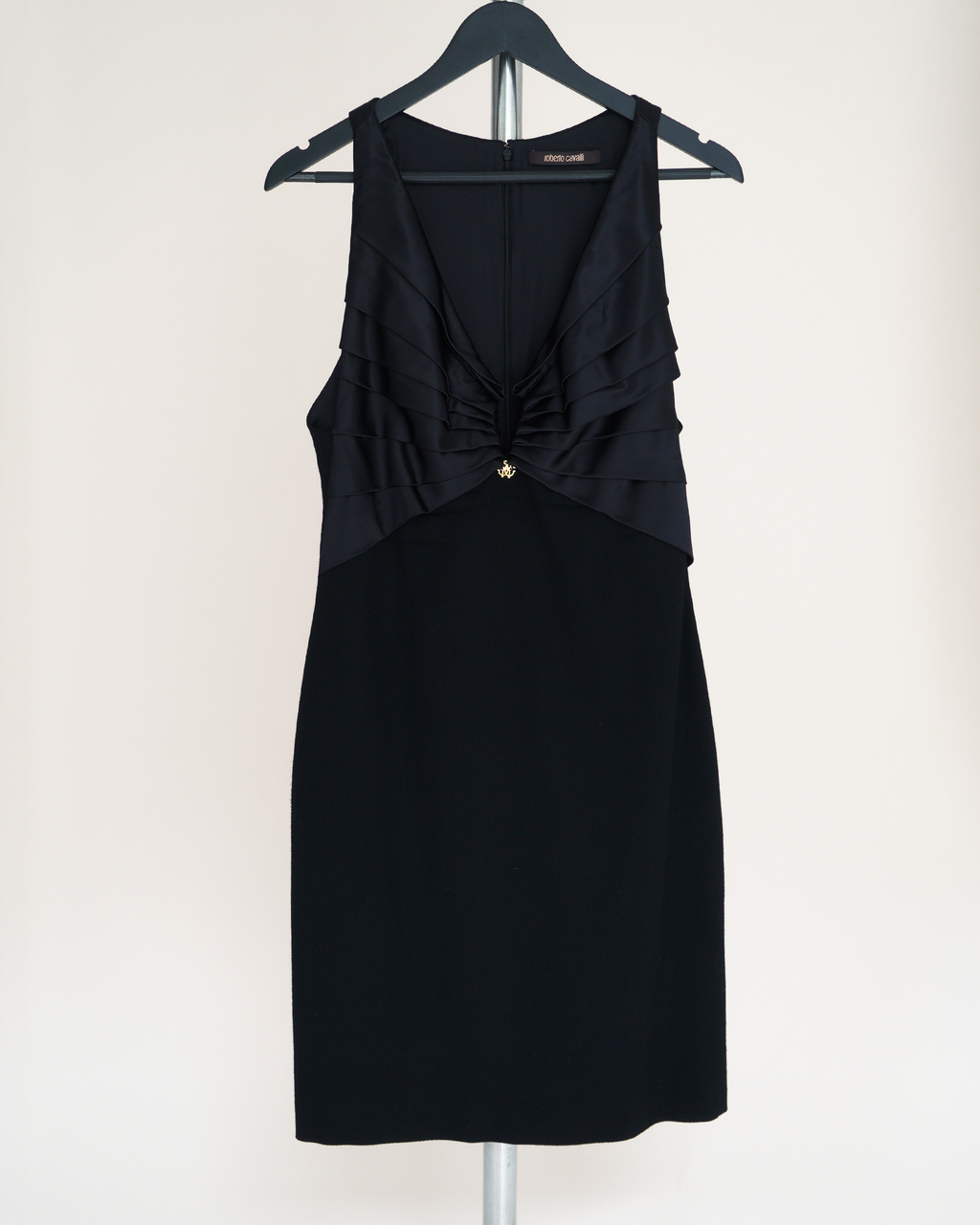 Roberto Cavalli black silk and wool cocktail dress