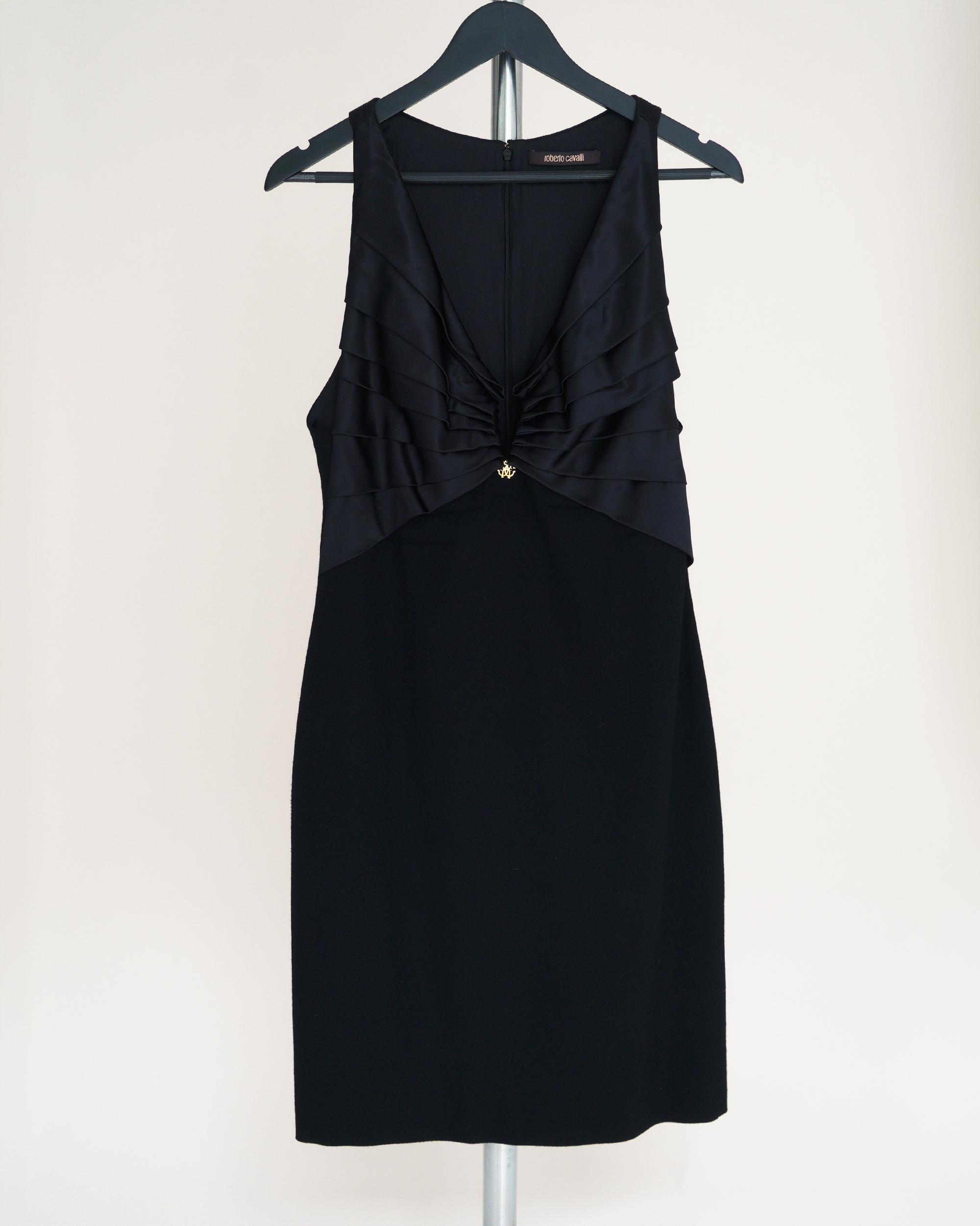 Roberto Cavalli black silk and wool cocktail dress
