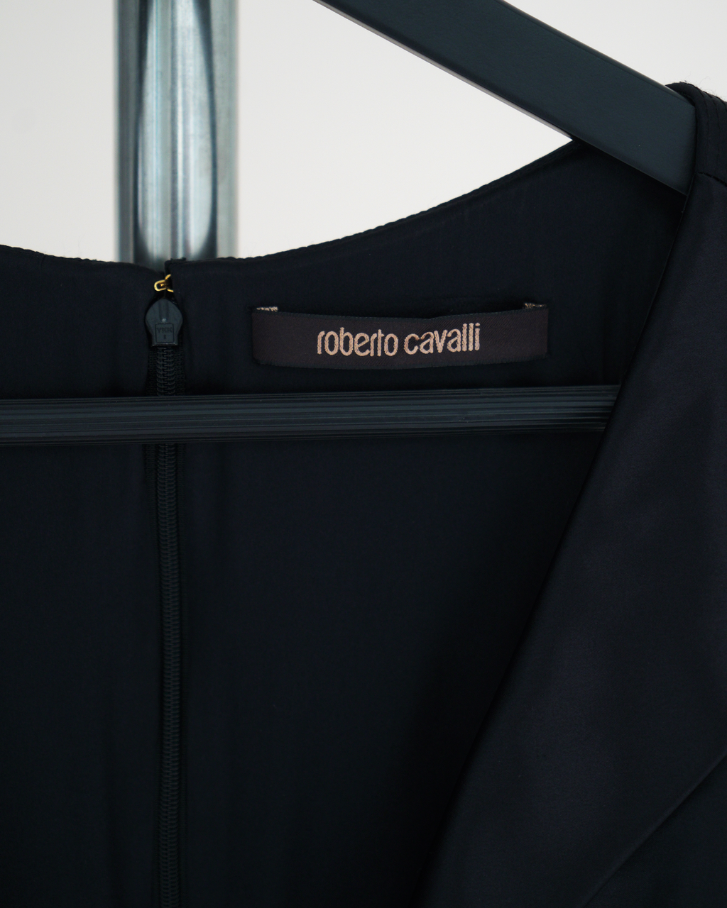 Roberto Cavalli black silk and wool cocktail dress