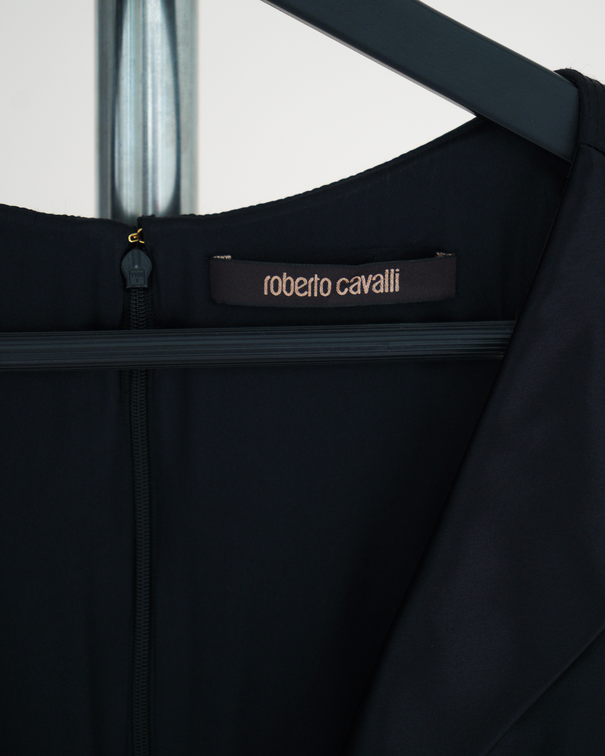 Roberto Cavalli black silk and wool cocktail dress