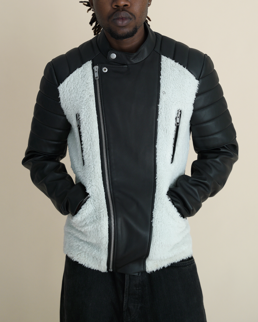 Serge Pariente “Gladiator Nounours” Sherpa-Panelled Leather Biker Jacket