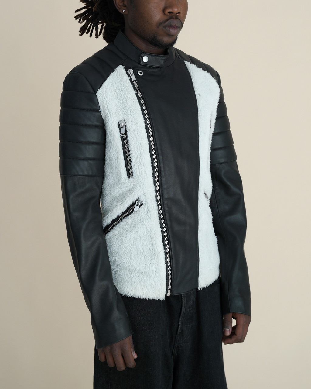 Serge Pariente “Gladiator Nounours” Sherpa-Panelled Leather Biker Jacket