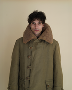 Vintage 1940s Swedish Army “Livpäls” Sheepskin-Lined Field Coat