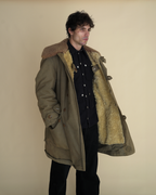 Vintage 1940s Swedish Army “Livpäls” Sheepskin-Lined Field Coat