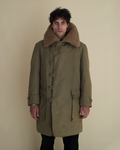 Vintage 1940s Swedish Army “Livpäls” Sheepskin-Lined Field Coat
