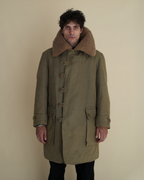 Vintage 1940s Swedish Army “Livpäls” Sheepskin-Lined Field Coat