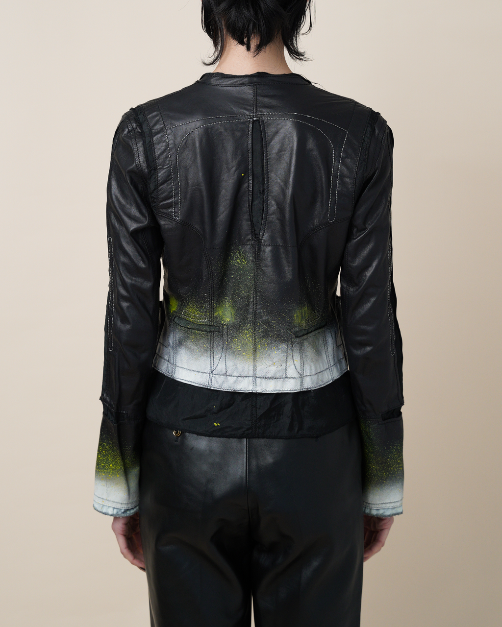 Sylvie Schimmel Paris Spray-Paint Lambskin Leather Jacket.