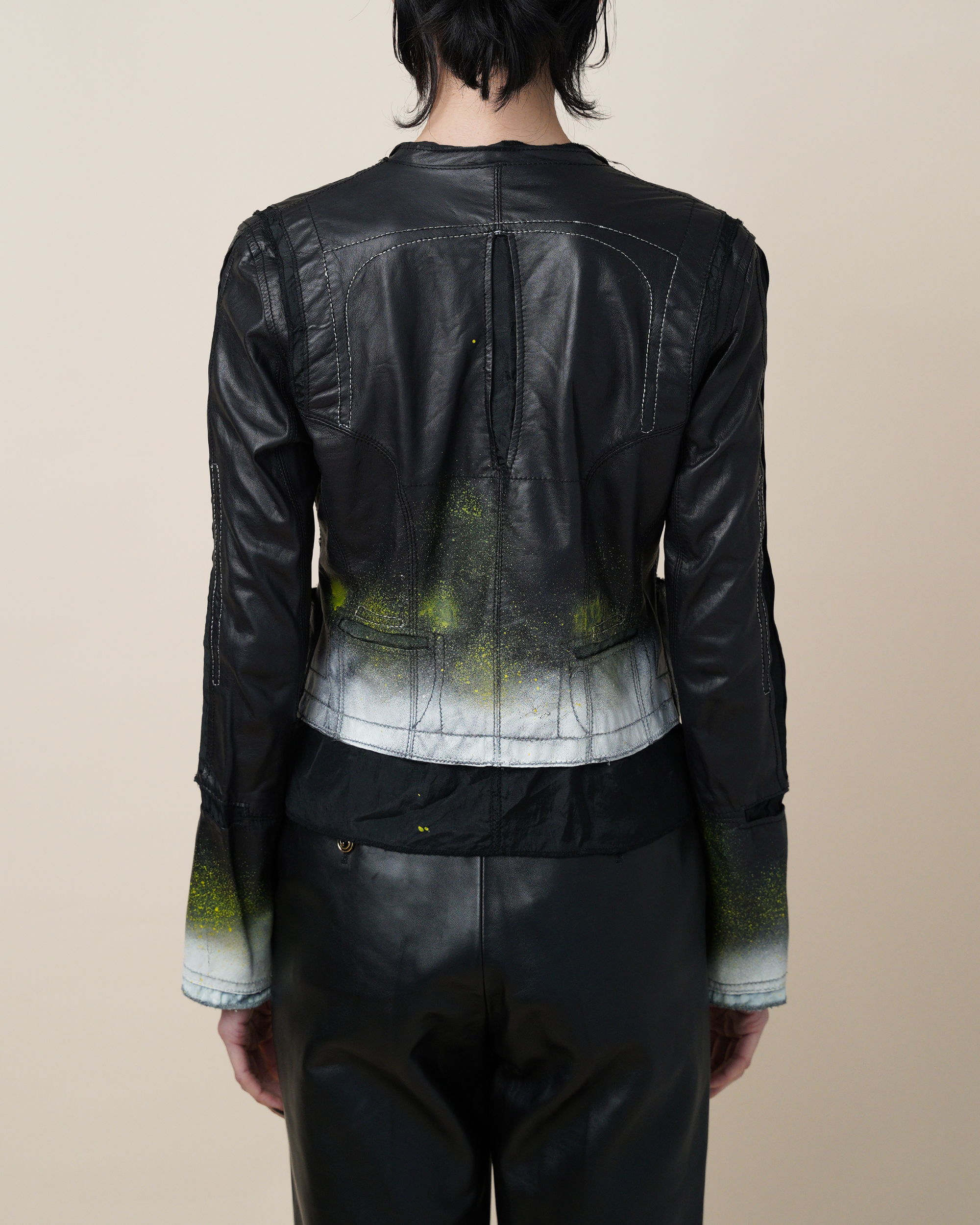 Sylvie Schimmel Paris Spray-Paint Lambskin Leather Jacket.