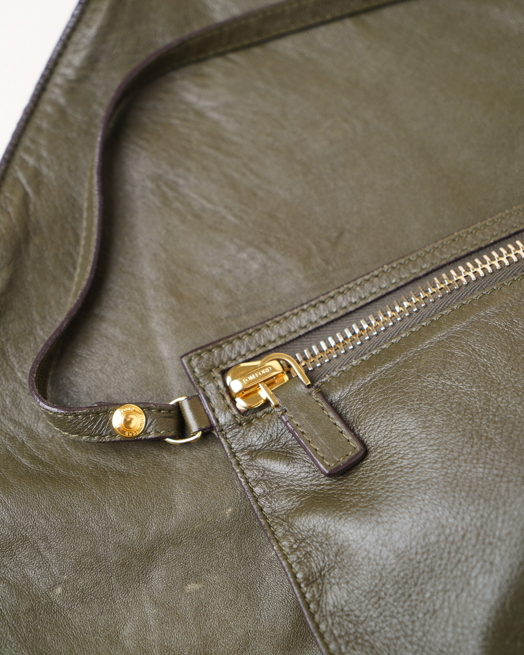 Tom Ford olive green leather "Alix" tote bag